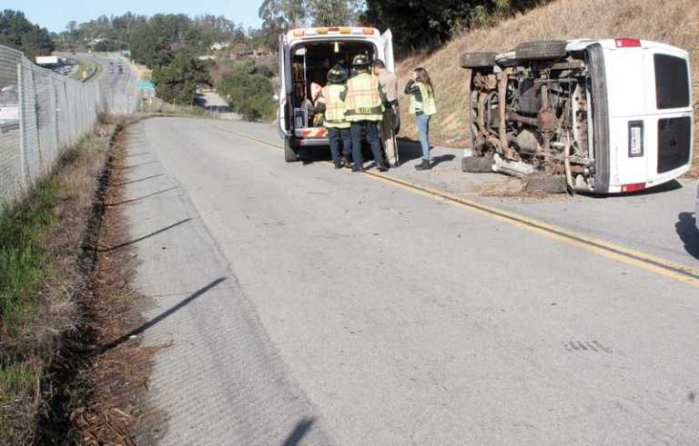 PHOTO: Van rolls over off Highway 1