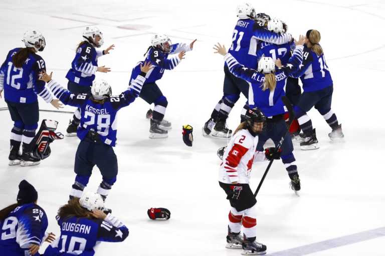 US women beat Canada in Olympic hockey; Gisin tops Shiffrin