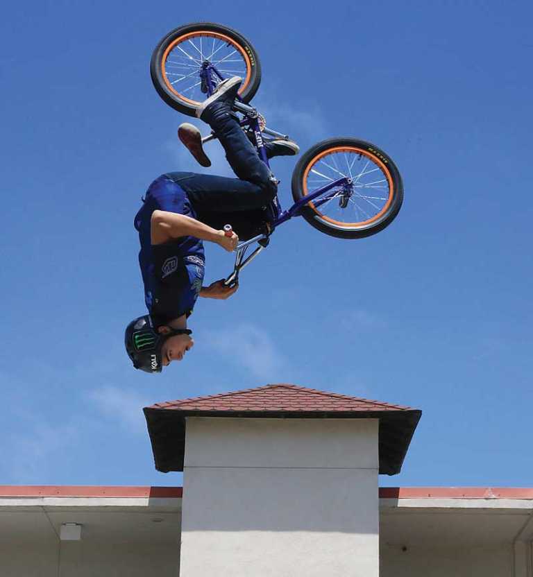 Stunts dazzle school kids