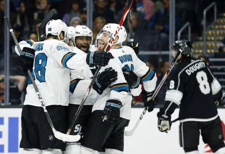 Ward's skate deflection goal tips Sharks past Kings, 2-1