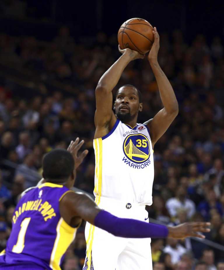 Durant leads undermanned Warriors past Lakers 117-106