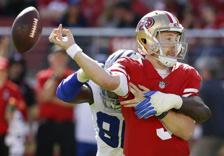 Beathard battered in 1st start as 49ers lose 40-10 to Dallas