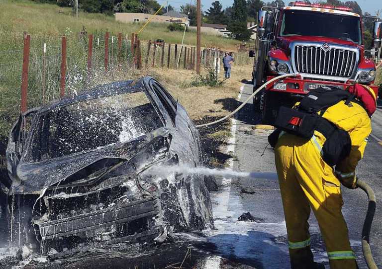 Stolen vehicle bursts into flame, causes wild land fire