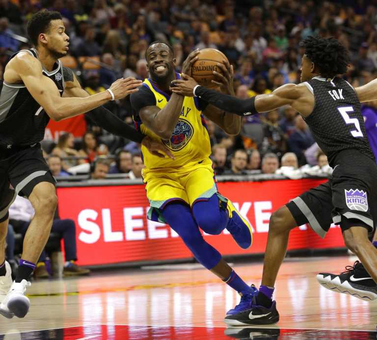 Warriors' McCaw injured in scary fall as team beats Kings