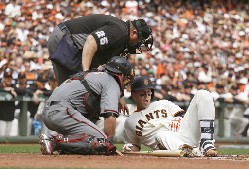 Giants win, 4-1; Posey 'doing fine' after hit in head by pitch