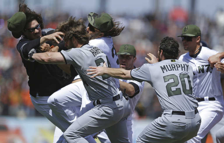 Harper, Strickland trade punches, Nationals beat Giants 3-0