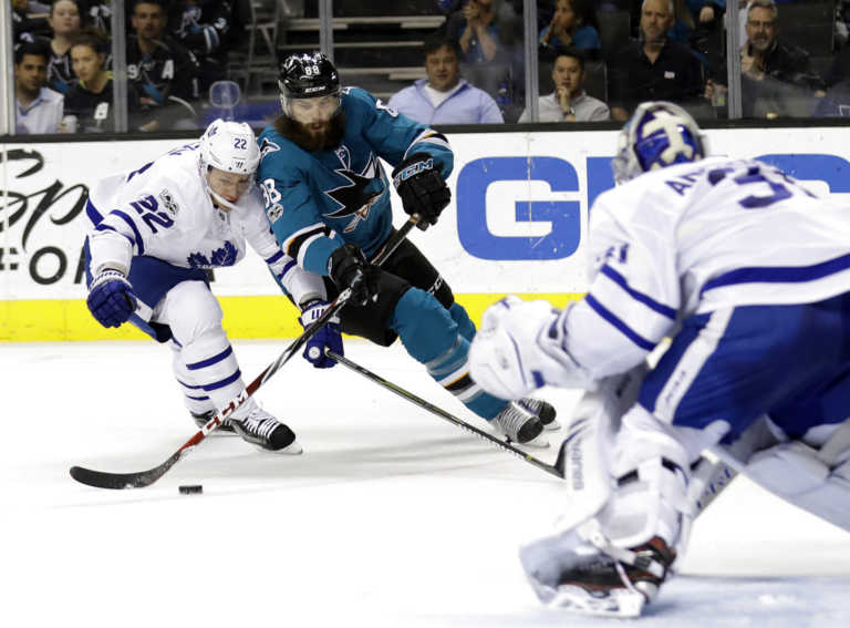 Sharks spoil Marleau's return with 3-2 win over Maple Leafs