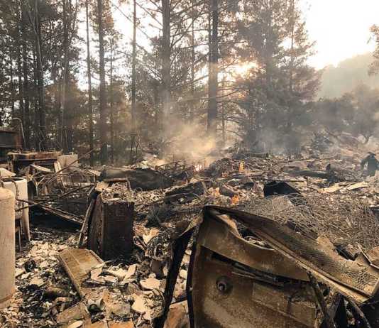 Fire burning in Santa Cruz Mountains