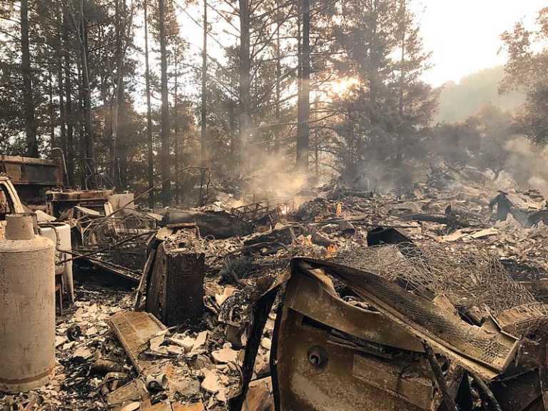 Fire burning in Santa Cruz Mountains