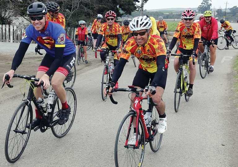 Watsonville firefighters participating in cancer awareness ride