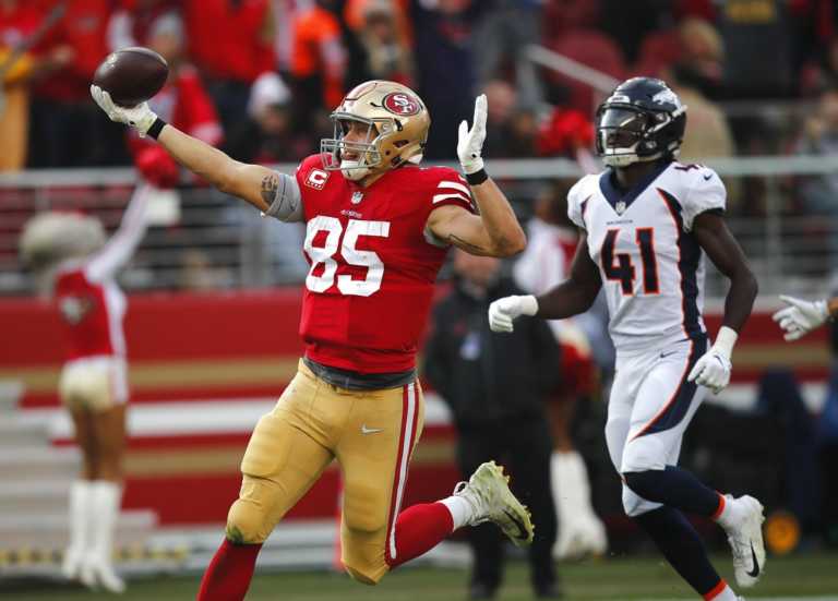 George Kittle's 85-yard touchdown reception helps lift 49ers