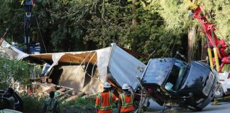 highway 152 hecker pass big rig flip