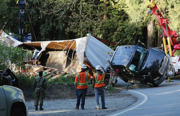 highway 152 hecker pass big rig flip