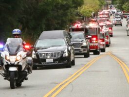 California Highway Patrol officer Sam Courtney funeral procession Santa Cruz City Fire Capt. Brian Tracy