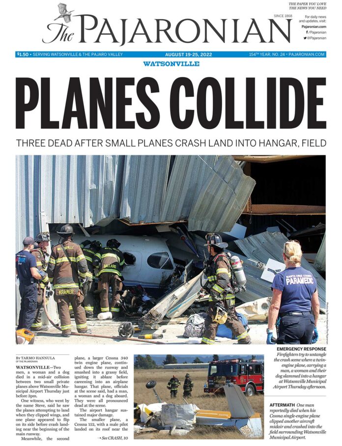 pajaronian front page planes collide