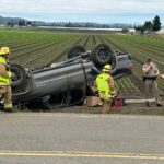 Image for display with article titled PHOTO: Pickup flips into Watsonville ag field