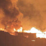 Image for display with article titled Aromas fire destroys three structures, closes roads and school