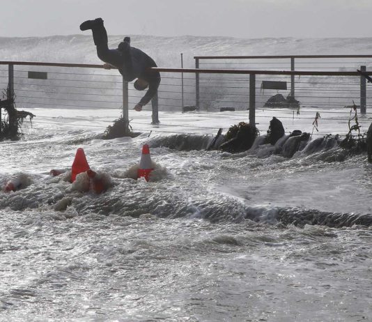 capitola village high surf