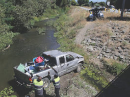 Truck plunges into creek in Watsonville