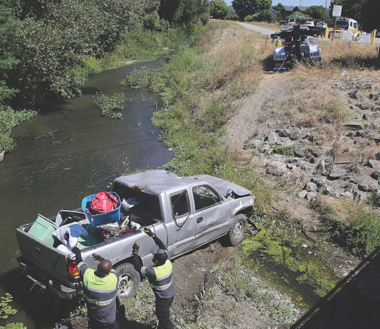Truck plunges into creek in Watsonville