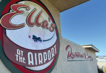 Sign for the restaurant Ella's at the Airport