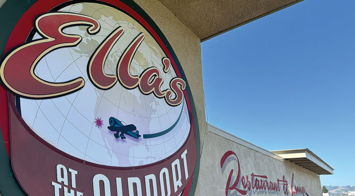 Sign for the restaurant Ella's at the Airport