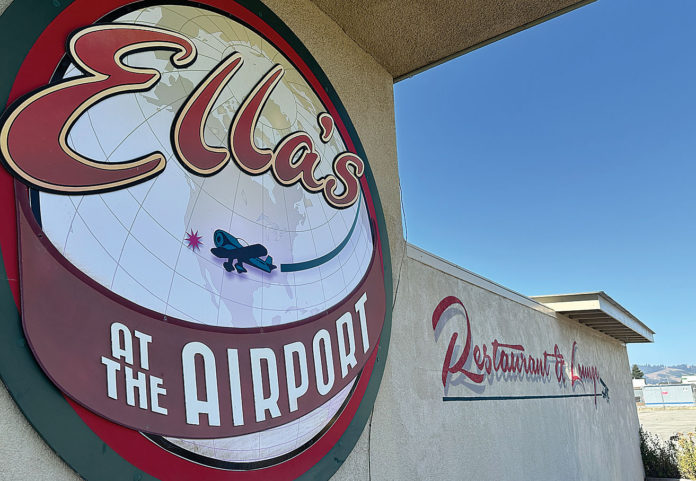 Ella's at the Airport sign Sign for the restaurant Ella's at the Airport