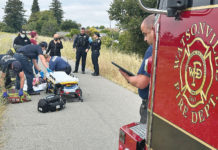Police and paramedics at the scene of an accident