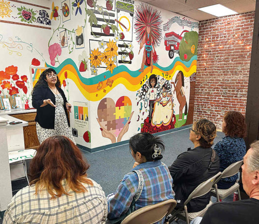 People hear about PV Arts' Teen Artés program in the organization's Porter Building.