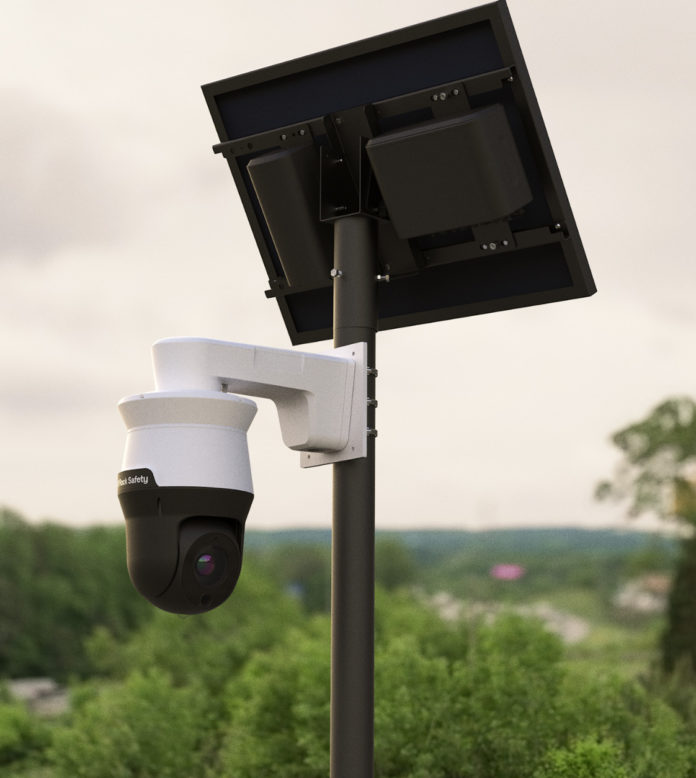 A close-up image of a Flock license plate reader.