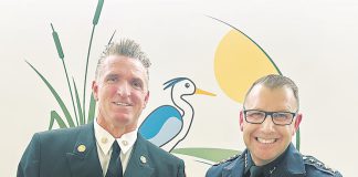 Watsonville Fire Chief Corey Schaefer (left) is joined by Watsonville’s new Police Chief, Brian Shab