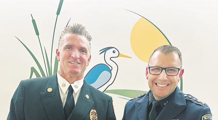 Watsonville Fire Chief Corey Schaefer (left) is joined by Watsonville’s new Police Chief, Brian Shab