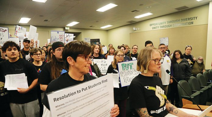 PVUSD teachers, staff stage layoff protest