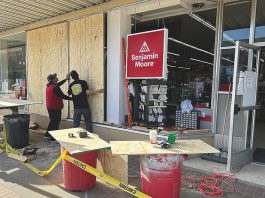 Pickup slams into Ace Hardware on Main Street