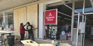 Pickup slams into Ace Hardware on Main Street