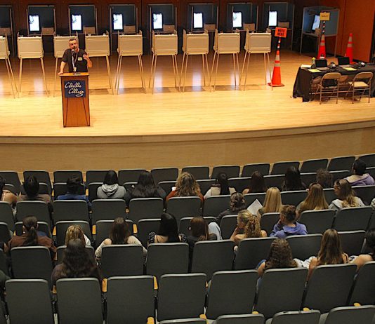 Students learn the power of the vote at Civics Summit Santa Cruz County Superintendent of Schools Faris Sabbah addresses about 150 high school students at the start of the Santa Cruz Countuy Youth Civics Summit at Cabrillo College.