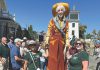 “Lucky” the cowgirl is part of the welcoming group at the opening of the 2024 Santa Cruz County Fair.