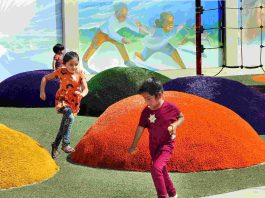 Children play at Pajaro Park during the renovation ceremony at the park.