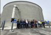 Watsonville Mayor Kristal Salcido (center with scissors) cuts the ribbon for the completion of a 2 million gallon water storage tank Monday on Burchell Avenue while joined by a cast of city officials.