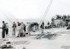A crowd gathers on the deck of the SS Palo Alto, colloquially known as the “Cement Ship,” on May 31, 1954.