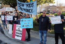 Protest of teacher layoffs continue Pajaro Valley Unified School District teachers and staff are joined by community supporters early Tuesday morning at The Towers in Watsonville to rally against teacher layoffs.