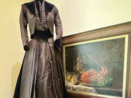 A wedding dress, worn by Marty Silliman Edrington, is part of an ensemble from the 1890’s is part of a new exhibit at the Pajaro Valley Historical Association that showcases bridal attire from 1890 to 1990.