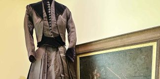 A wedding dress, worn by Marty Silliman Edrington, is part of an ensemble from the 1890’s is part of a new exhibit at the Pajaro Valley Historical Association that showcases bridal attire from 1890 to 1990.