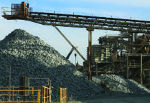 Conveyor belts are used to heap up various sizes of aggregate.