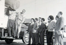 Foreign visitors get a tour of the Garbage Department in Watsonville on Jan. 19, 1957.