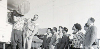 Foreign visitors get a tour of the Garbage Department in Watsonville on Jan. 19, 1957.