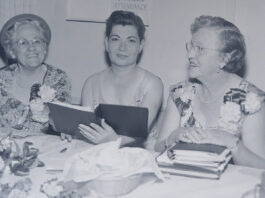 These women enjoy an evening with the Grandmother's Club in April of 1957.
