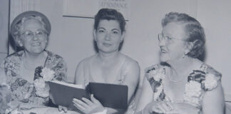 These women enjoy an evening with the Grandmother's Club in April of 1957.