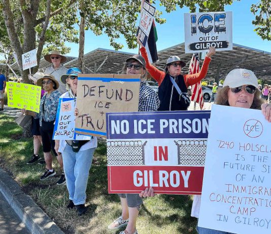 Marchers protest detention facility in Gilroy
