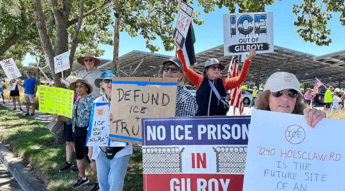 Marchers protest detention facility in Gilroy